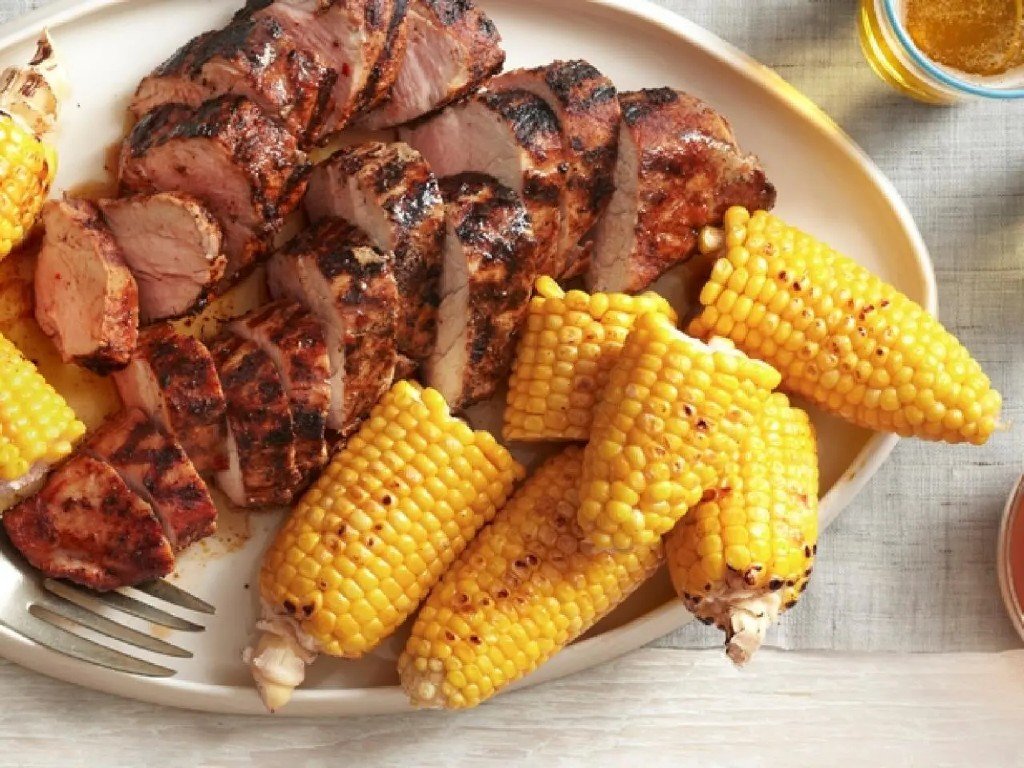 Grilled Pork Tenderloin With Corn on the Cob