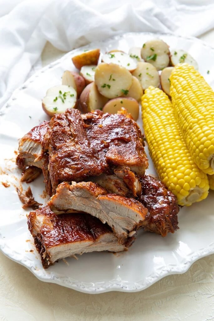 pot baby back ribs and corn