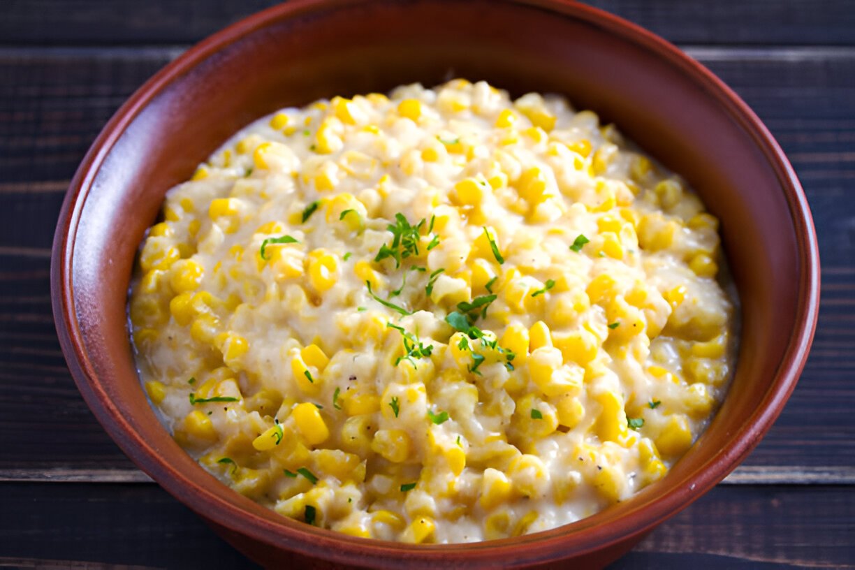 sweet and creamy corn in bowl homemade corn dish