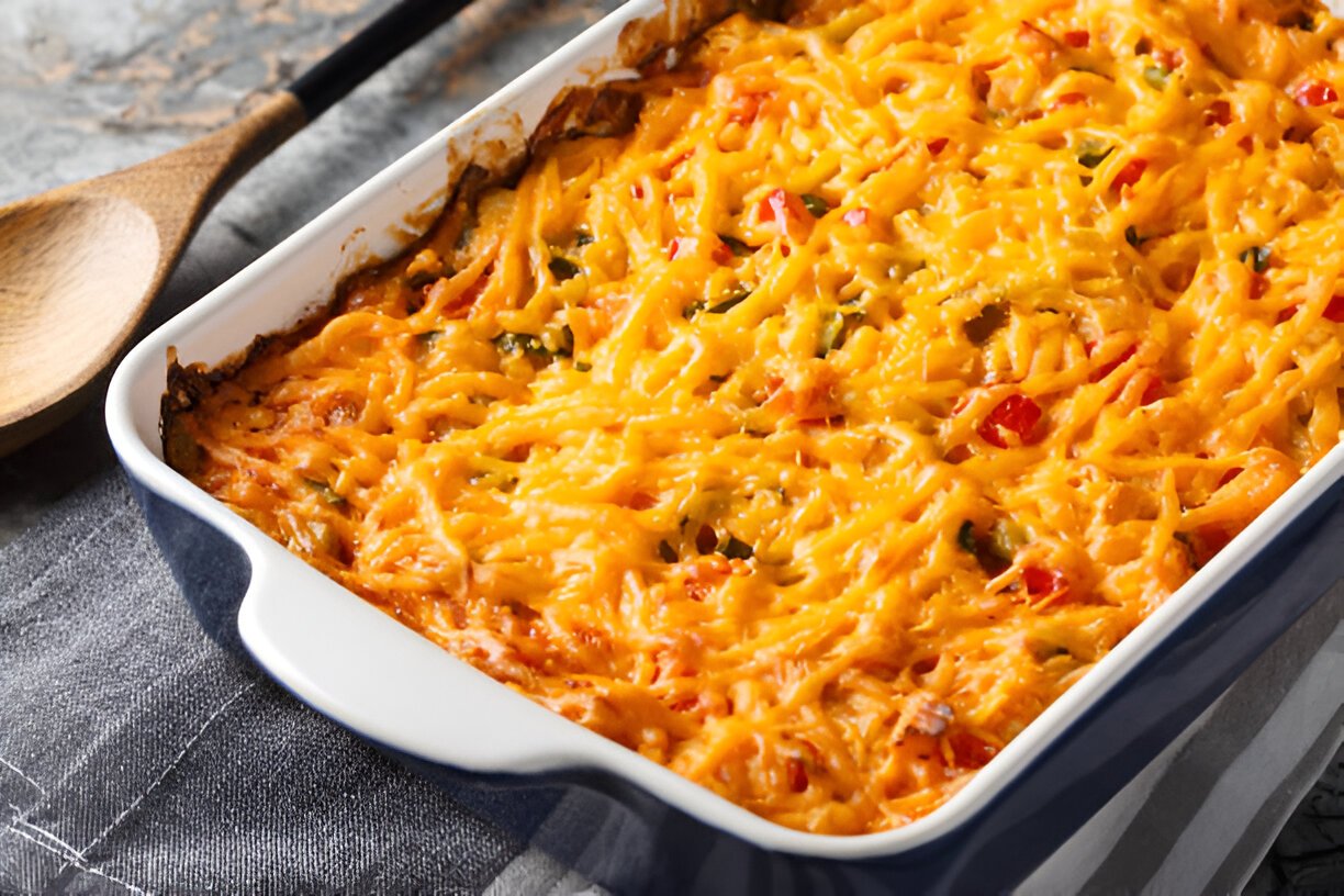 king ranch casserole is classic texas comfort food with vegetables cheddar cheese